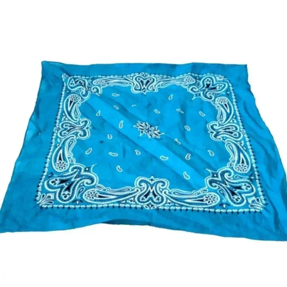 Bandana Scarf Handkerchief Aqua Blue 100% Cotton 21 1/2